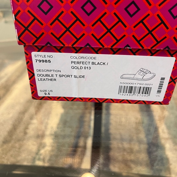 Tory Burch Double T Sport Slide in Black Sz 9.5 In Excellent Pre-Loved Condition - Picture 7 of 8
